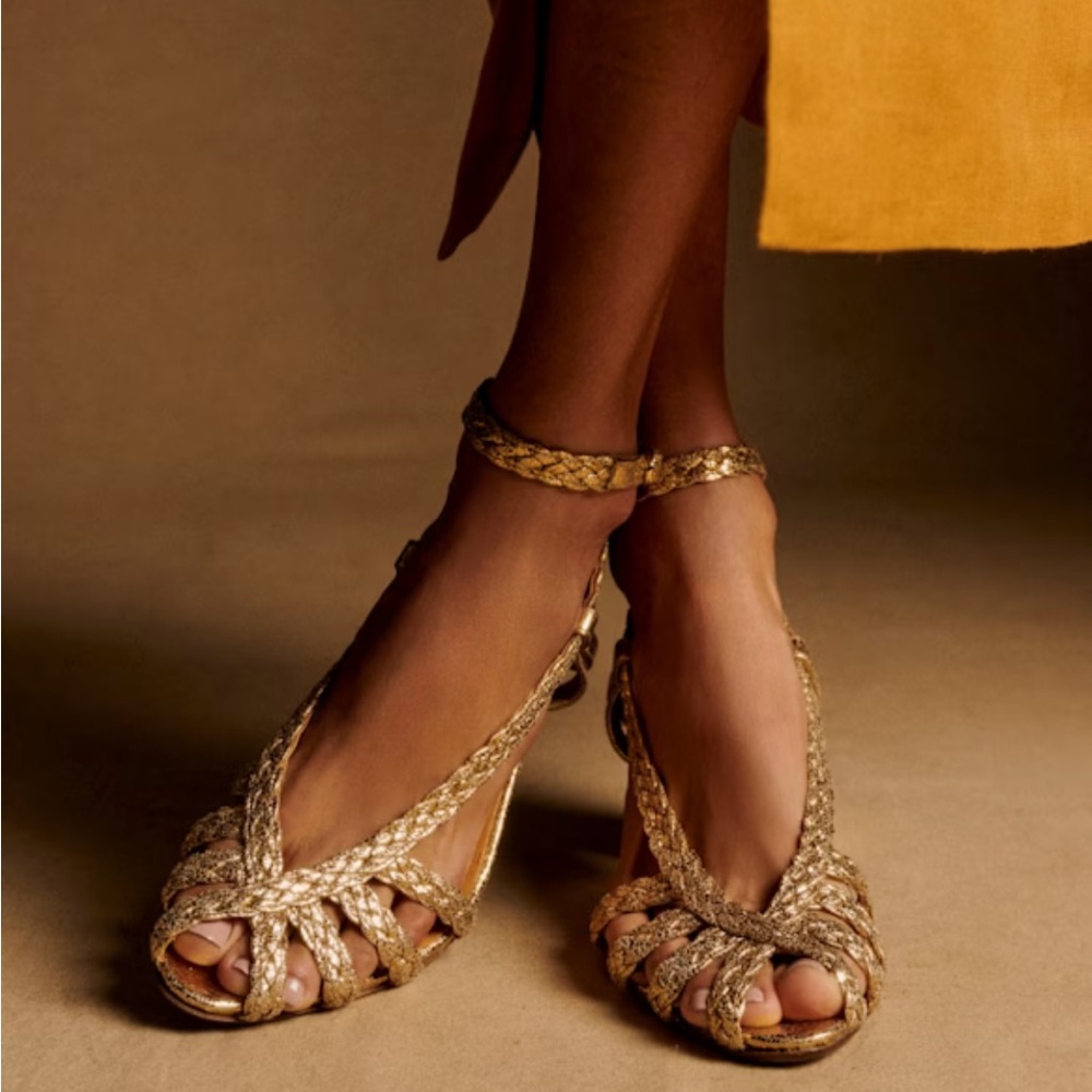 Sezane Natacha Gold Braided Sandals